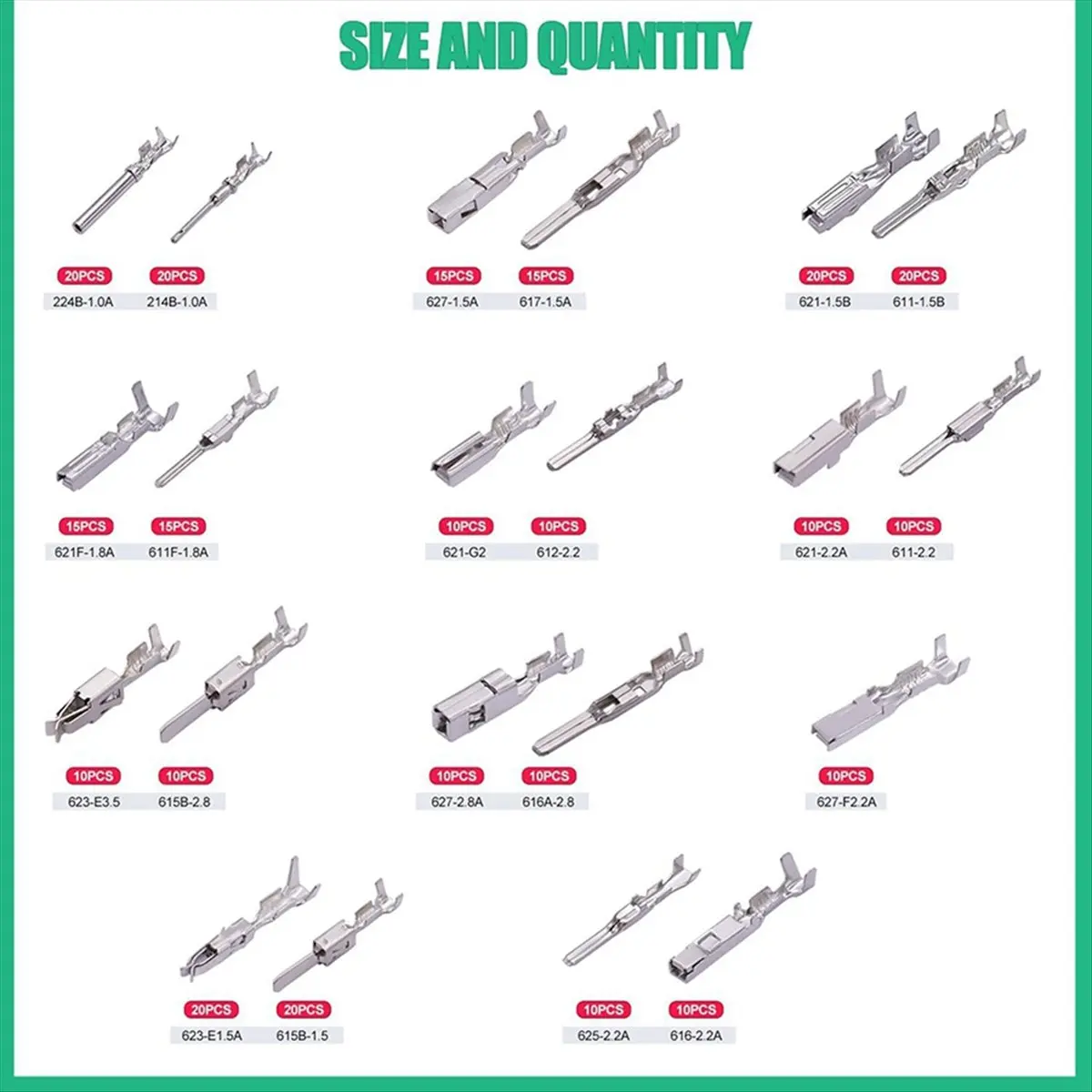 Super Sale 290PCS Automotive Wire Terminal Pinconnector 1-3.5mm Non Insulated Plug Disassembly Male and Female Crimping Pins