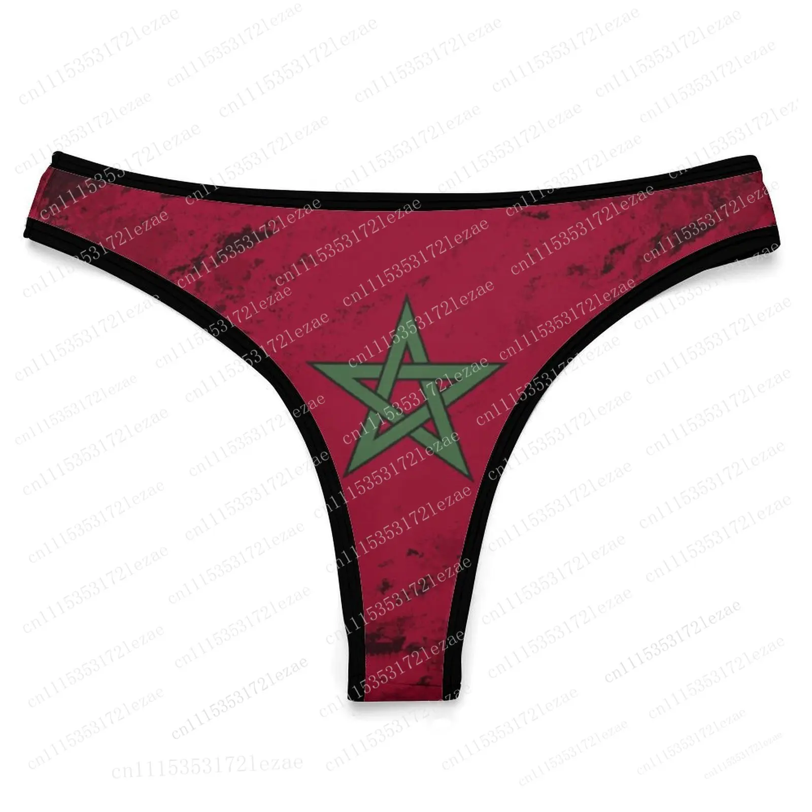 Morocco Flag Customized Ice Silk Thong Panties Women's Comfortable Briefs S-2XL Suitable for Everyday Wear and All Seasons