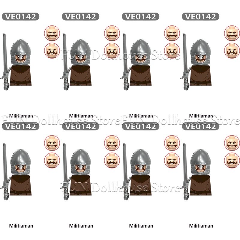 Mittelalterliche Militärarmbrust Miliz Lancer Rüstung Soldat Figur Baustein Schloss Ritter Bogenschütze Krieger Schild DIY Ziegel Spielzeug