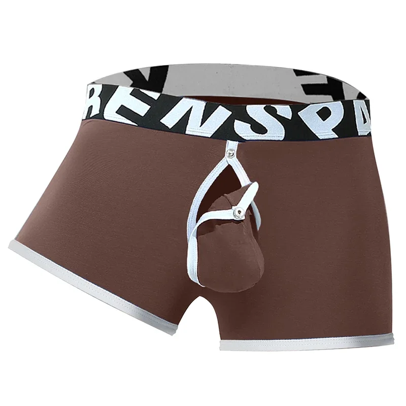 Men's Low Waist Boxer Briefs with Removable Pouch Backless Panties Shorts Comfortable Underwear for Active Men