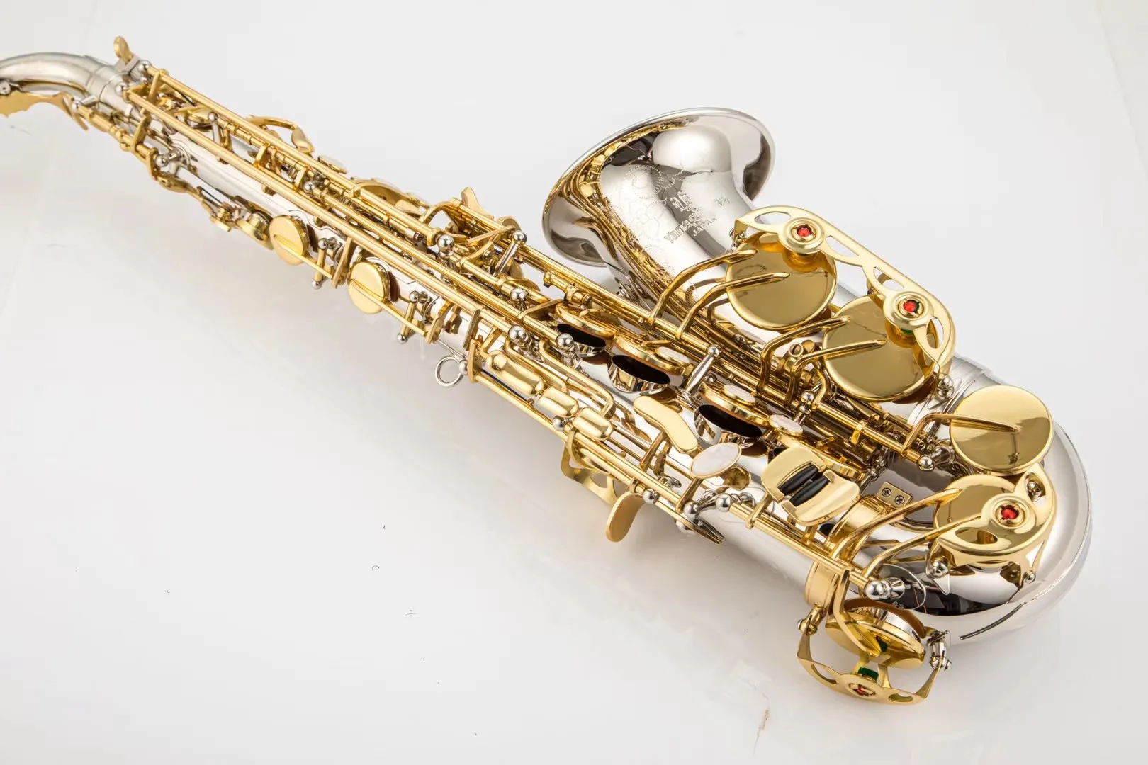 MARGEWATE Brand Eb Tune  WO37 Alto Saxophone E-Flat Nickel Plated Gold Key  musical instrument With Case Free Shipping