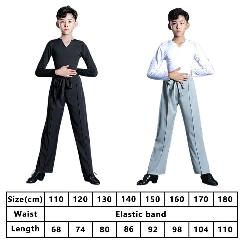 سراويل الرقص اللاتينية للأولاد ملابس ممارسة الرقص اللاتيني قاعة الرقص أداء قميص السراويل دعوى السامبا تشا تشا السراويل اللاتينية