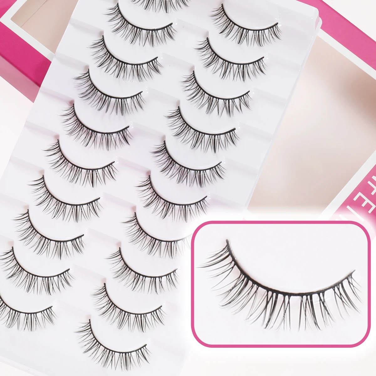 Sztuczne rzęsy Xuanfeiwu, pełne, naturalne, rzadkie, do codziennego noszenia, łatwe w aplikacji, idealne do makijażu w stylu manga, na odkryte twarze, do lekkiego makijażu, cosplayu, puszyste rzęsy kocie i lisie.