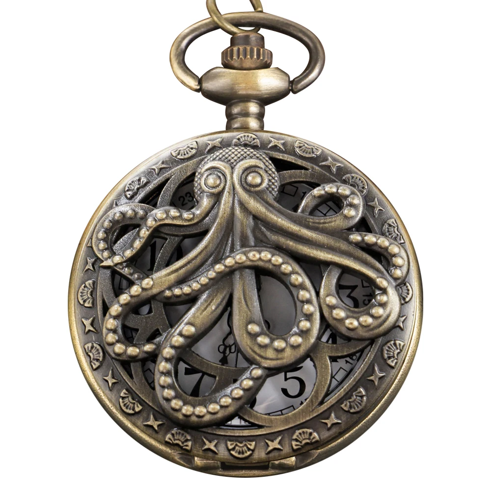 الرجعية أعماق البحار الوحش الوقت الأحجار الكريمة كوارتز ساعة الجيب موضة عنصر واحد قلادة قلادة الرجال والنساء ساعة هدية #1