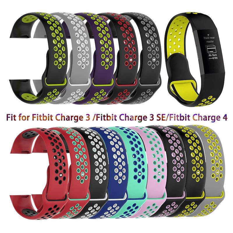 Fitbit Charge 3 SE용 스트랩 절묘한 밴드 교체 시계 밴드, 스마트 워치 스포츠 통기성 실리콘 팔찌, Charge 4 밴드