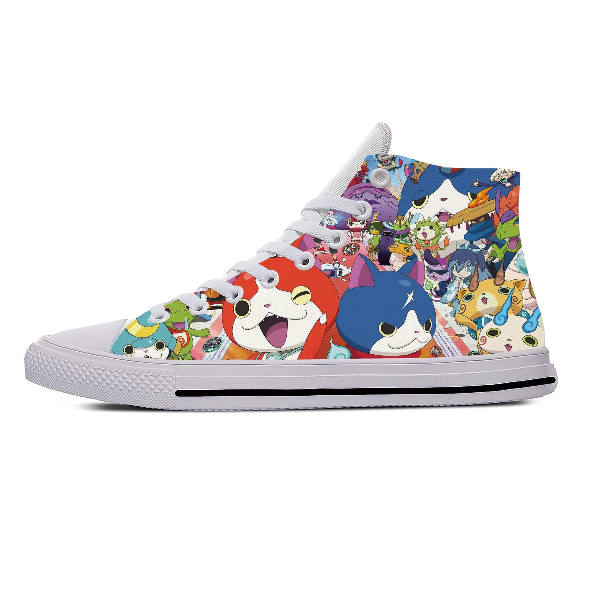 Japanese Anime Cartoon Manga Game Yo Kai Watch Casual Cloth Shoes High Top Lightweight Breathable 3D Print Men Women Sneakers