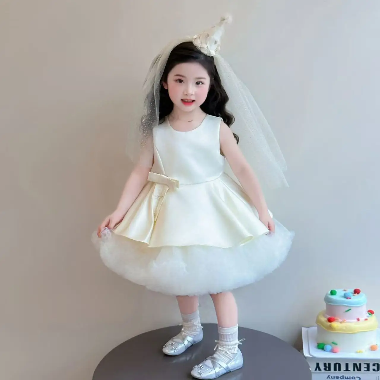 Girls Sweet Princess Dress Summer New Kids Birthday Party Dress Tulle Ball Gown Children Elegant Clothing 2 3 5 7 9Y
