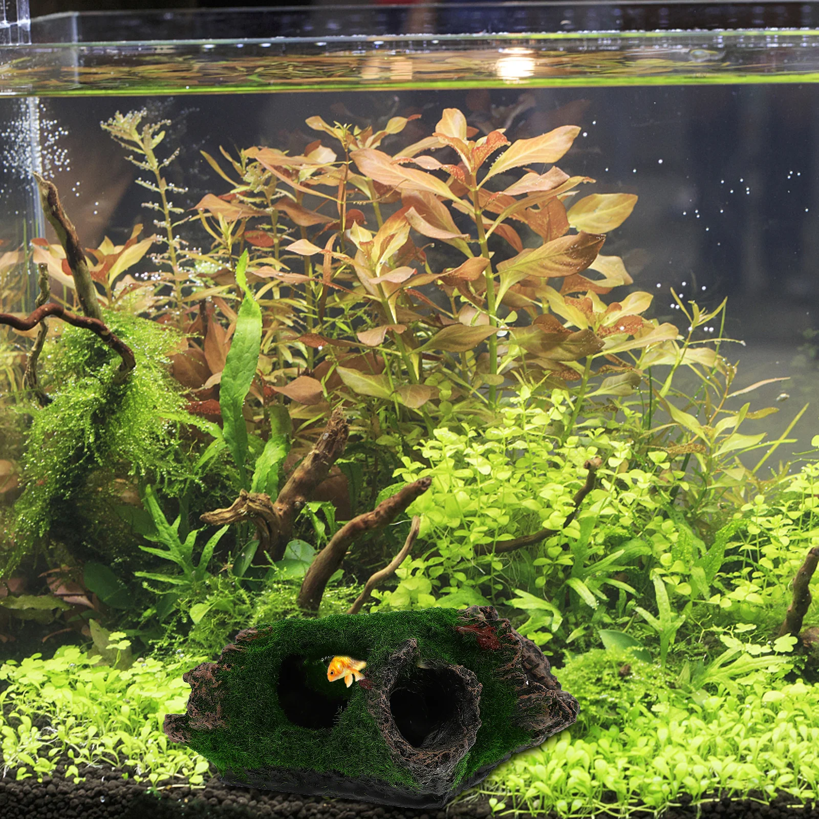 

1pc Hole Box Aquarium Decor Fish Tank Landscape Resin Cave Pet Supplies Highly Simulated Durable Reptile Decorative