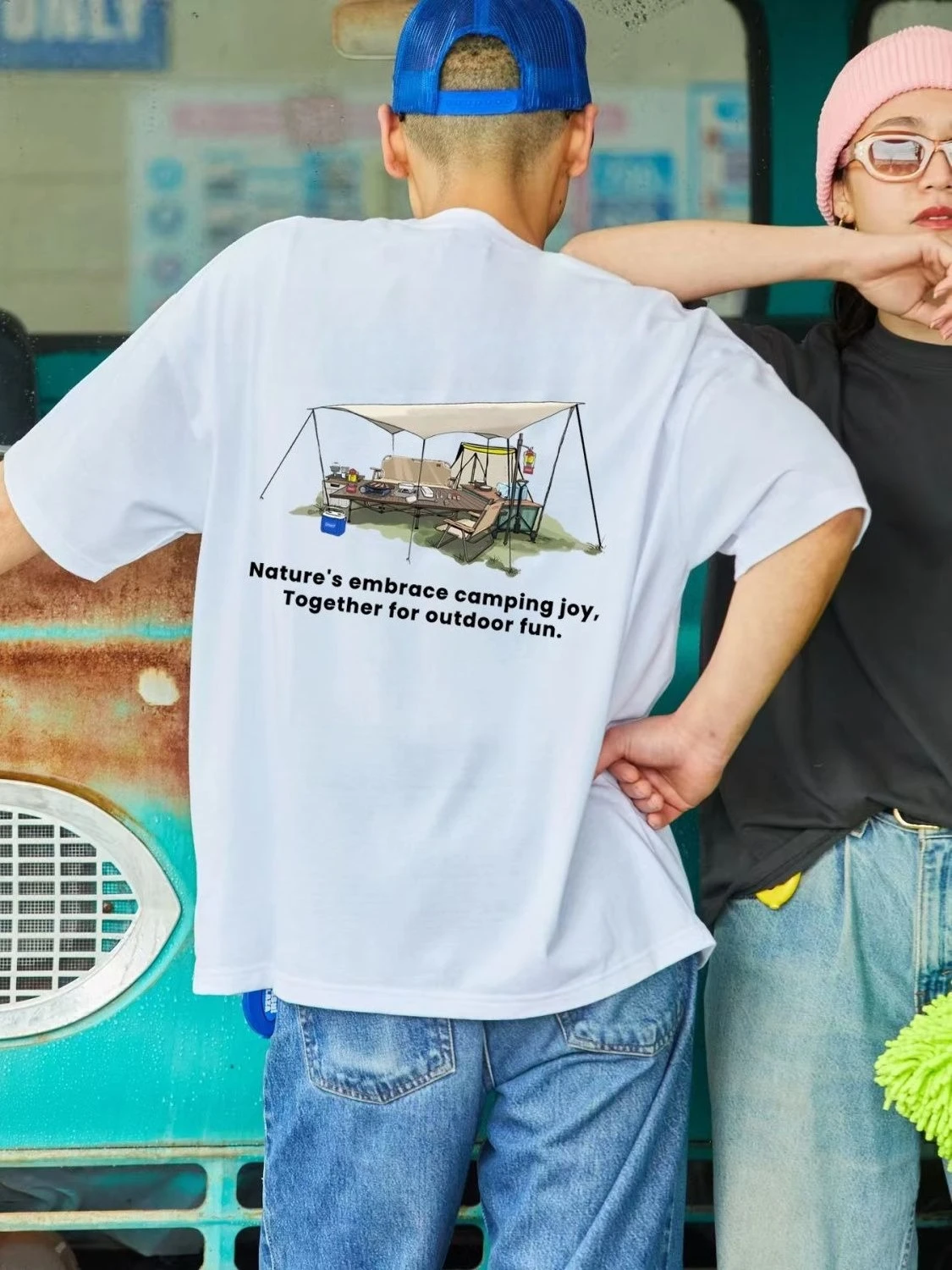 

Футболка из чистого хлопка с коротким рукавом, мужская футболка из чистого хлопка с коротким рукавом, новинка лета 2025, свободная одежда для кемпинга и улицы