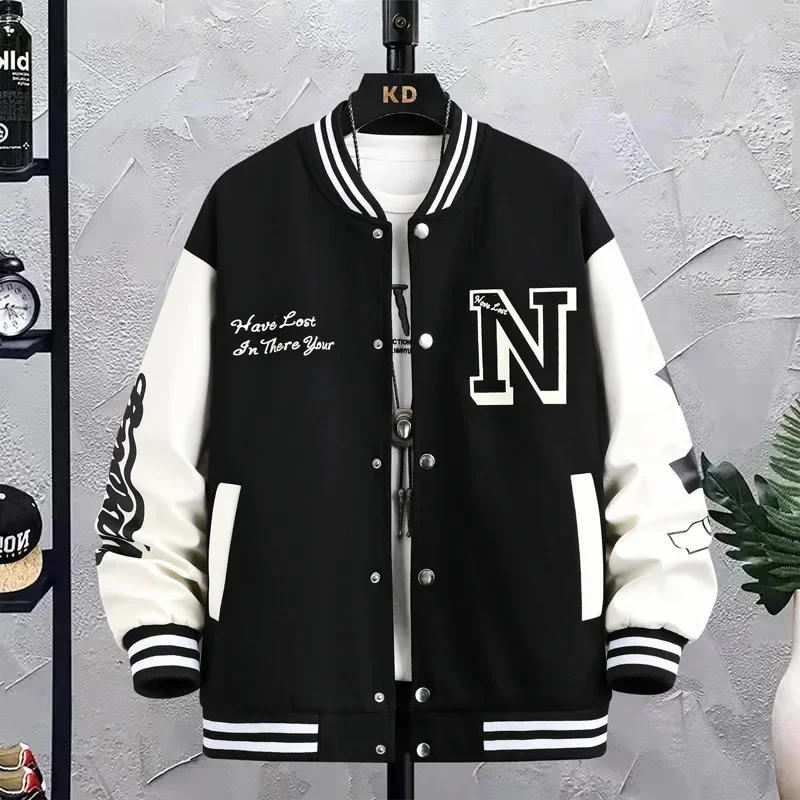 New loose men's baseball jacket American couple wear autumn and winter plus size men's Harajuku trendy brand casual scene tops