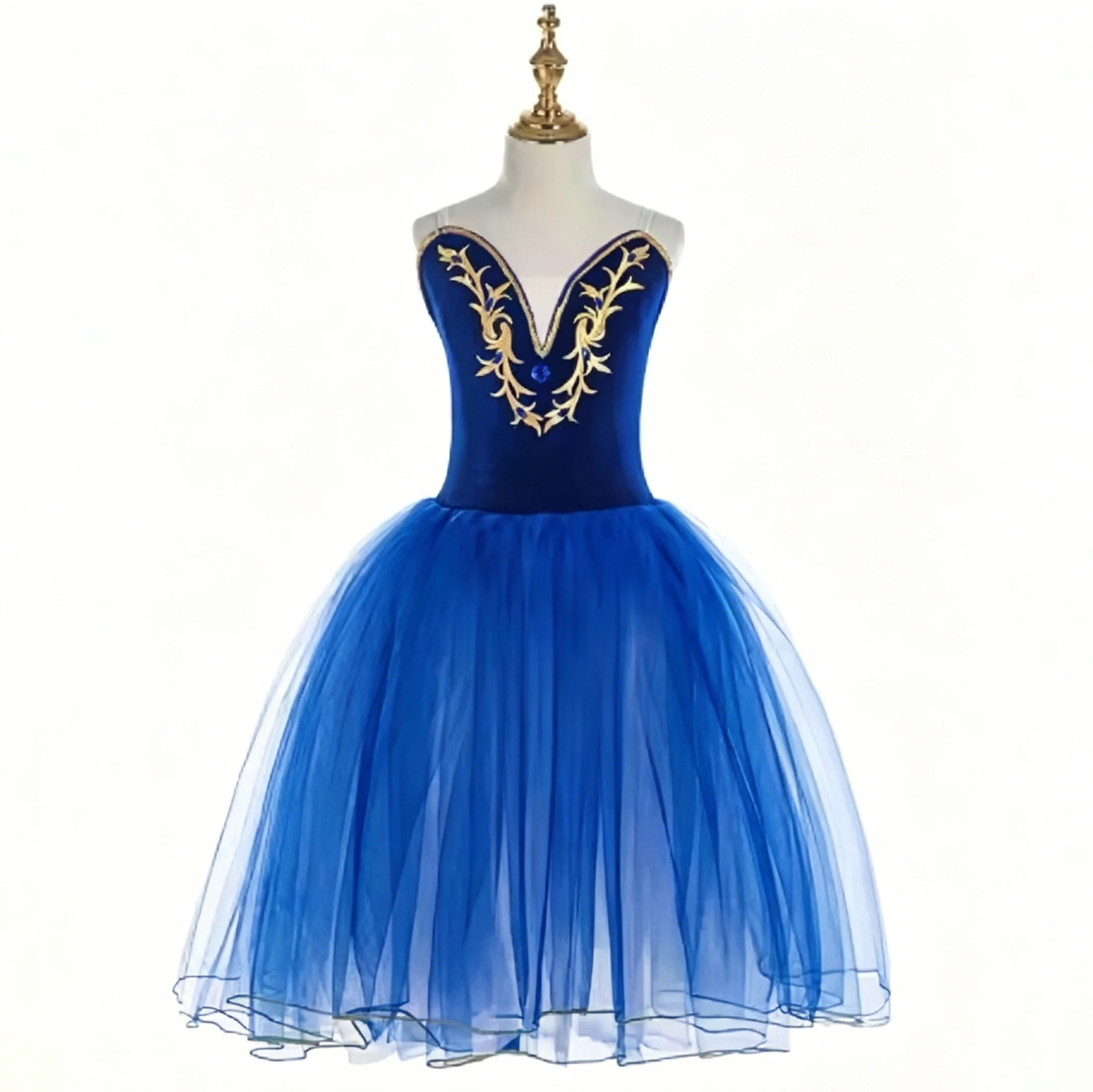 Professional Romantic Soft Gauzy Tutu Dress Embroidery Diamond Patchwork Slip Ballerina Costume Girls Performance Ballet Dance