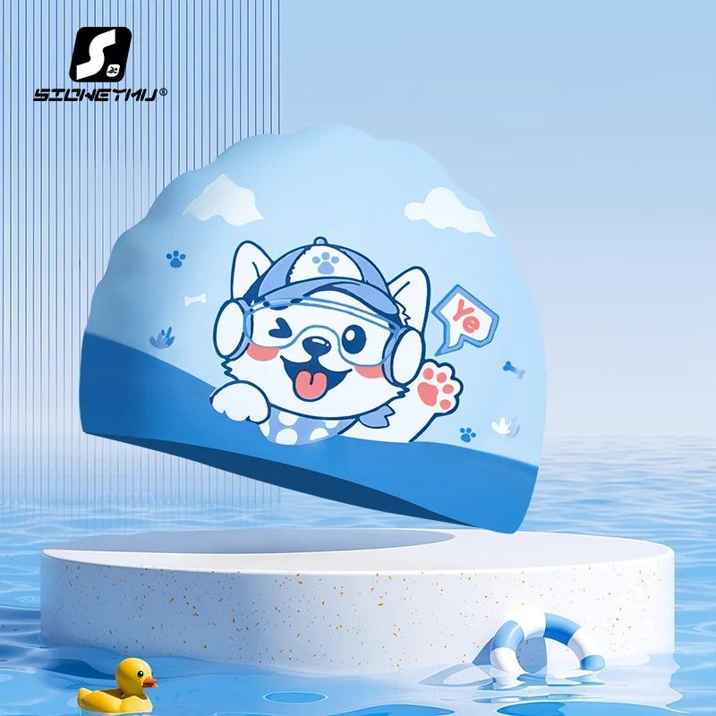 

Waterproof Silicone Swim Cap for Kid Ear Protection Cute Cartoon Swimming Hat for Boys and Girls Long Hair Swim Cap Bathing Gear