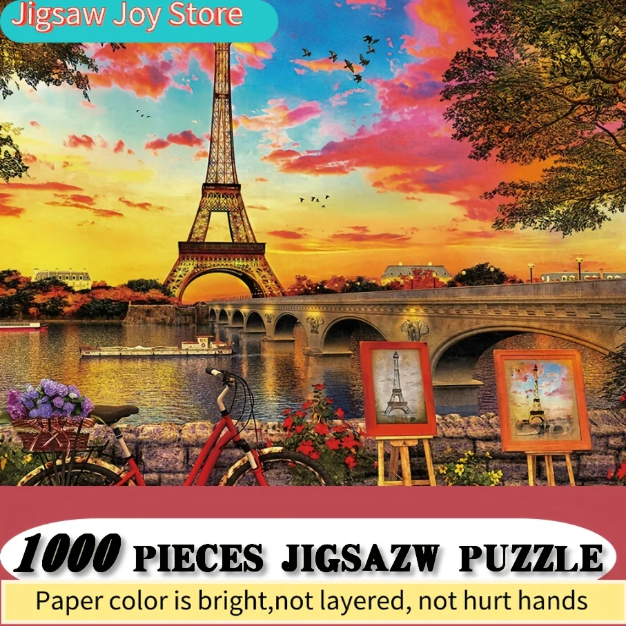 

Adult Jigsaw Puzzle, 75×50CM (29.53×19.69IN), Mixed Color, Paper, Sunset in Paris Painting, with Valentine'S Day, Easter, Apr