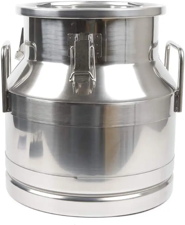 20L/5.25Gal Milk Can,Stainless Steel Milk Transport Barrels w/ Handles +Lid,Oil Wine Coffee Tea Beans Cereals Barrel