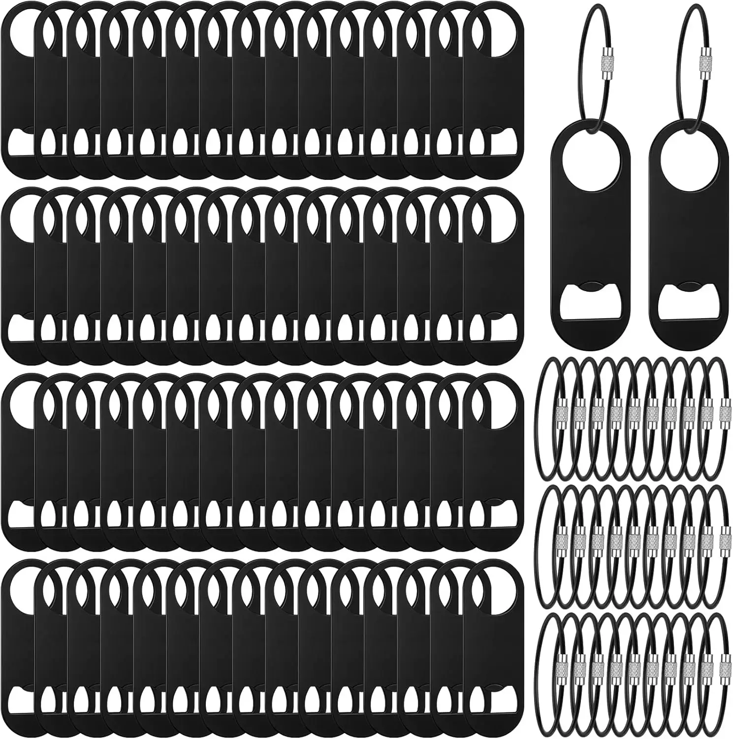 

Набор из 60 шт. открывалок для бутылок из нержавеющей стали с брелоком, 3,5x1,3 дюйма, плоские открывалки для крышек с кольцом для ключей для кухни, бара, ресторана