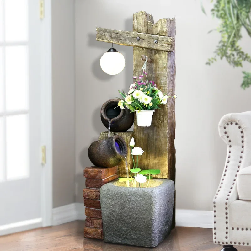 Simple and modern Chinese floor-to-ceiling ornaments, living room entrance, balcony, water feature, humidifier, office, lucky de