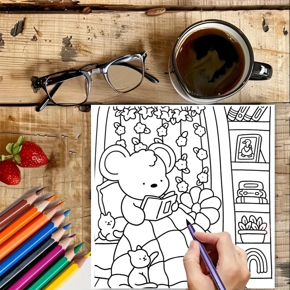 Cartoon Coloring Book - Cute Animal & Fairy Tale Characters, Simple Easy-to-Color Designs for Party and Birthday