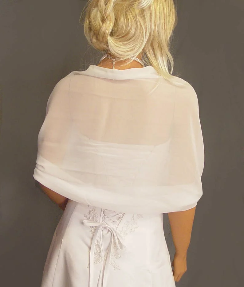 Chiffon Wedding Wrap Scarf 2023 Bridal Cape Accessory Jacket Bride Bolero Formal Party Shrug Women Marrige Shawl