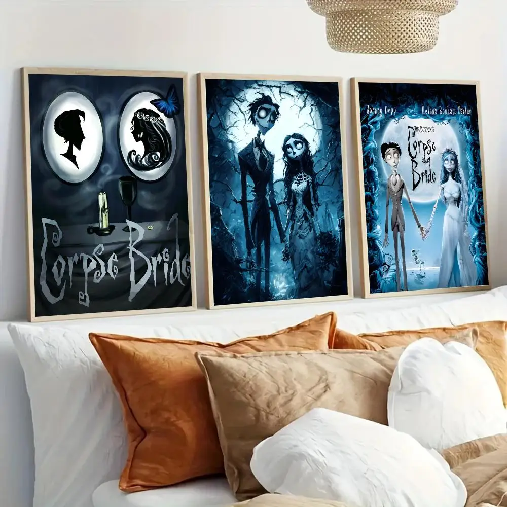 C-Corpse Bride Cartoon Movie Poster Modern Home Living Bedroom Bar Hallway Waterproof Wall Art Aesthetic Decor