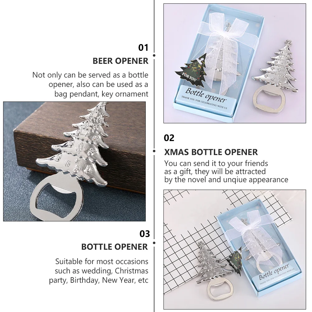 

2pcs Christmas Bottle Opener Zinc Alloy Beer Opening Tool Beer Opener Silver Xmas Party Home Bar Supplies