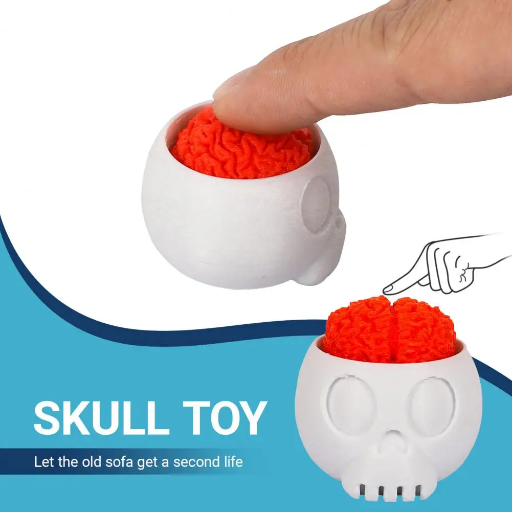 Stress Relief Toys 3D Printed Skull Brain Keychain Fidget Toy With Crisp Pressing Sound Portable Backpack Bag Clicking Keyring