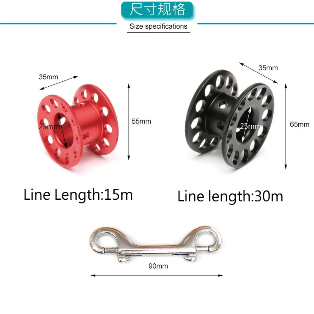 Scuba Diving Spool Finger Reel Wreck Cave Double Ended Hook Anti-Missing Marker Line 15/30M Stainless Steel view 6
