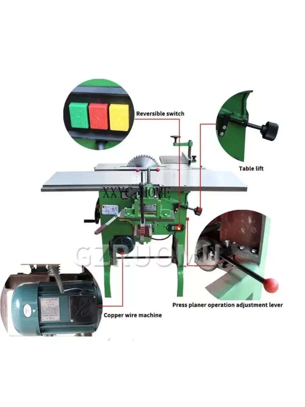 Electric Woodworking Combined Machine Tools Multifunctional Sliding Workbench Wood DIY Combination Planer Table Decoration 2.2KW