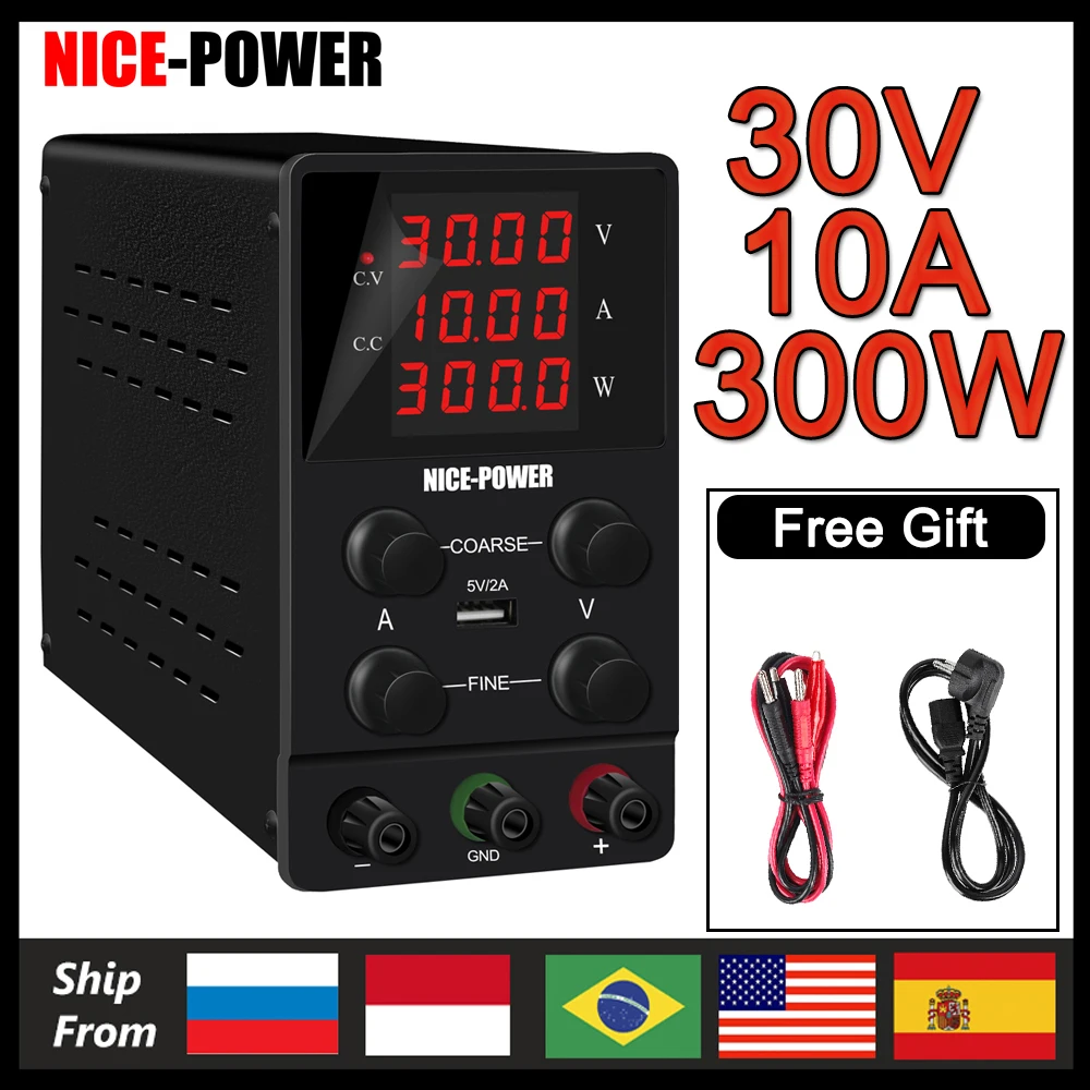 Nice-power USB DC Regulated Lab Power Supply Adjustable 30V 10A Laboratory 60V 5A Voltage Regulator Stabilizer Bench Source DIY