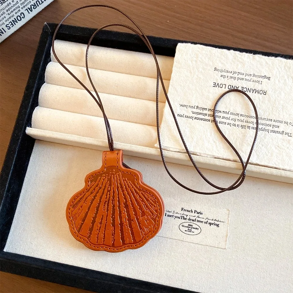 Bohemian Shell Glasses Clip Necklace Leather Dopamine Trendy Beach Necklace Beach Surfer Splicing Leather Shell Choker