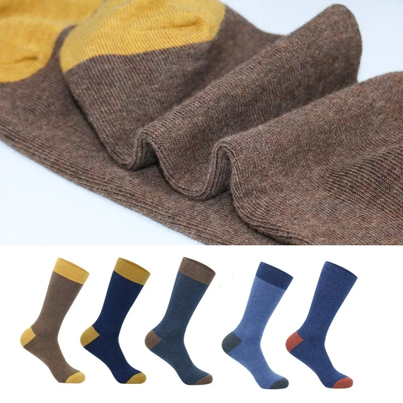 

New XXL 42-48 Men Long Socks High Quality Athletic Crew Dress Boot Hiking plus-size Striped Pure Black Business Cotton B8W309B