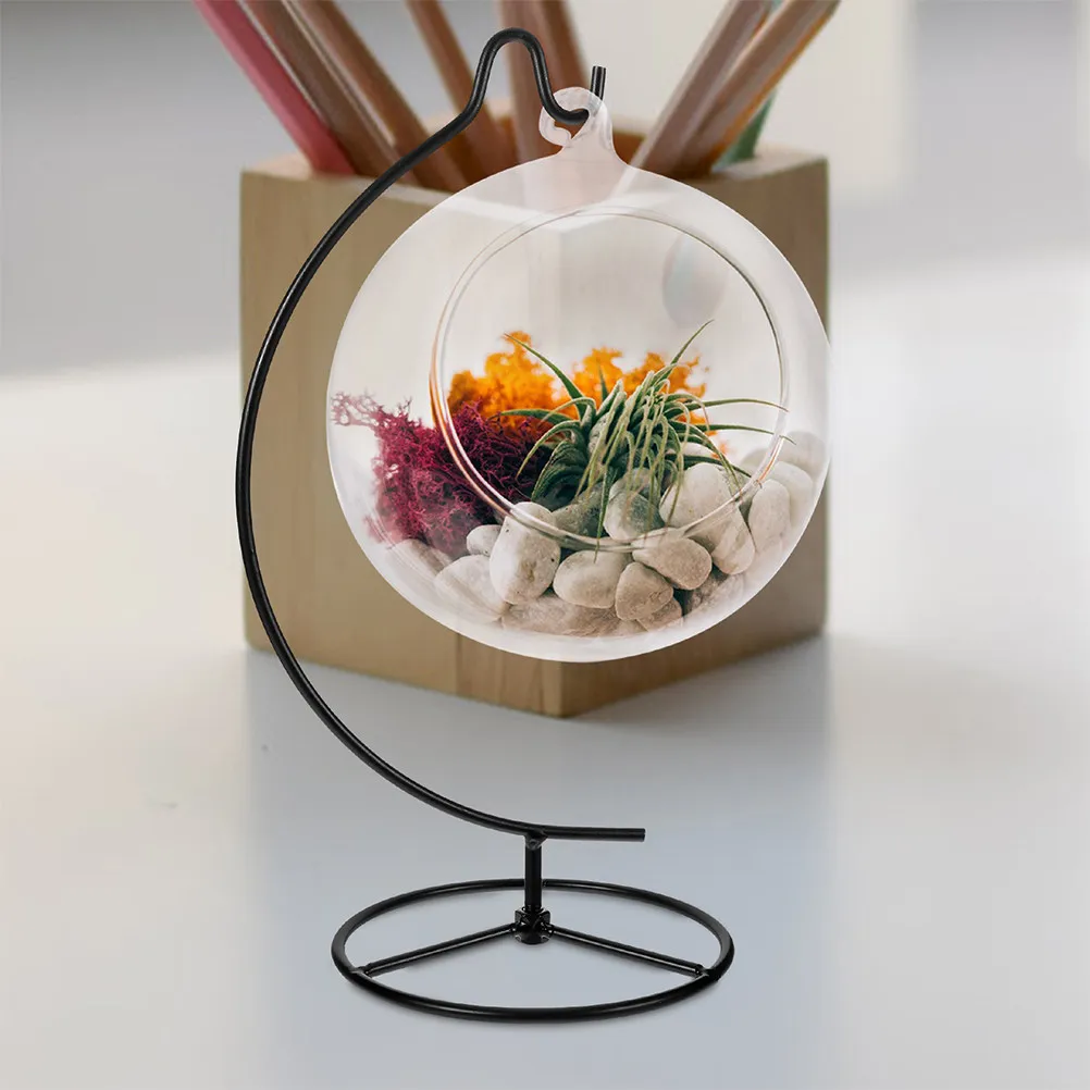 2Pcs Hydroponic Vase Stand Iron Minimalist Detachable Flower Holder for Home Office Desk Tabletop Decor Glass Globe Terrarium
