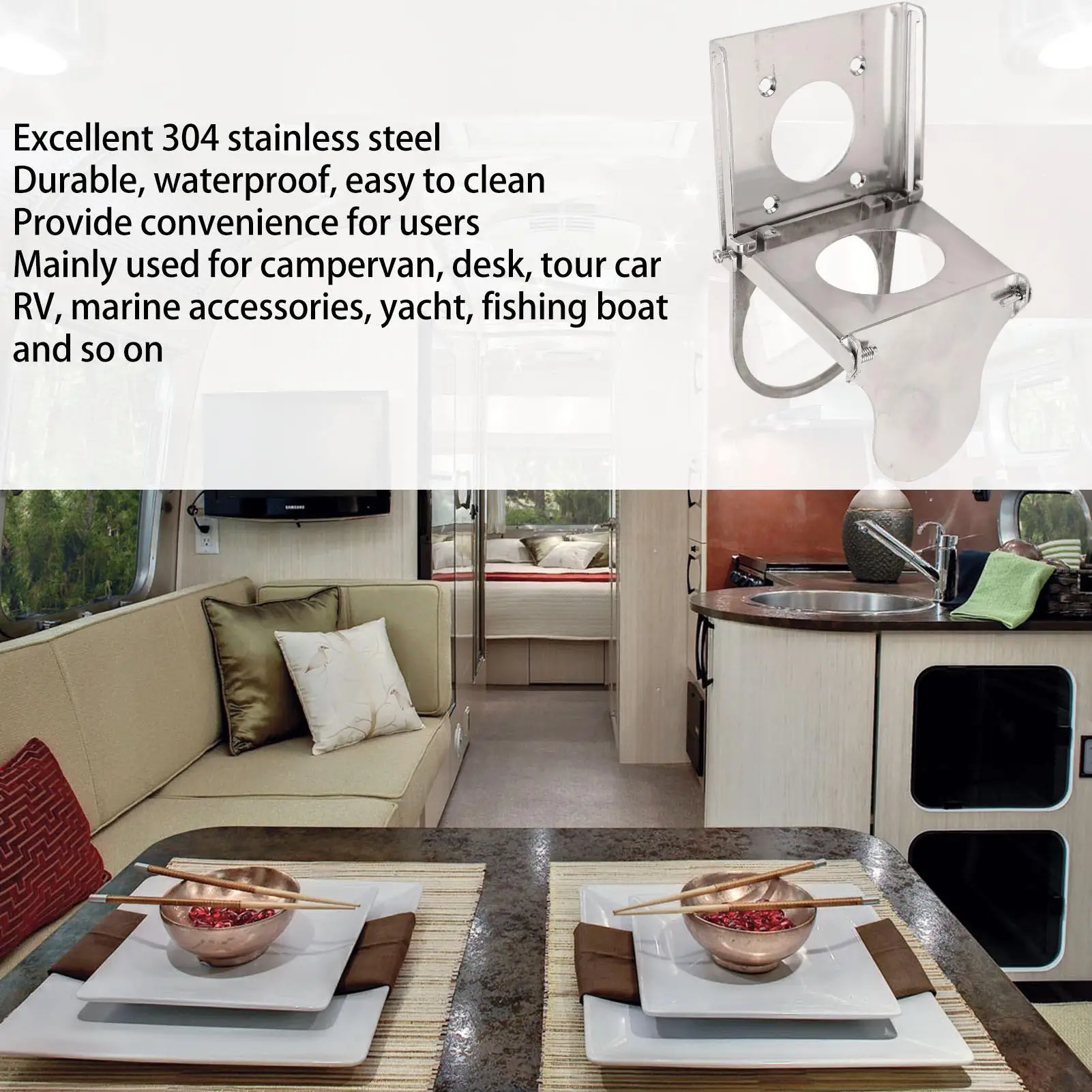 حامل أكواب المشروبات RV متعدد الوظائف لتوفير المساحة RV حامل مشروبات قابل للتعديل قابل للطي مقاوم للماء مع 4 مسامير للتخييم #3