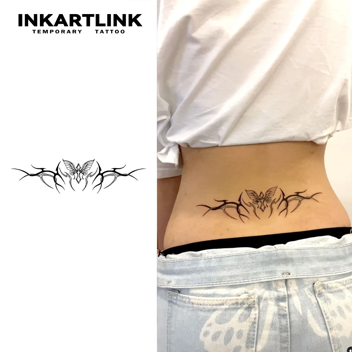 INKARTLINK Y2K Butterfly Tribal Waist Temp Tattoo Waterproof Sticker for Music Festivals, Vacation Trips & Daily Wear.