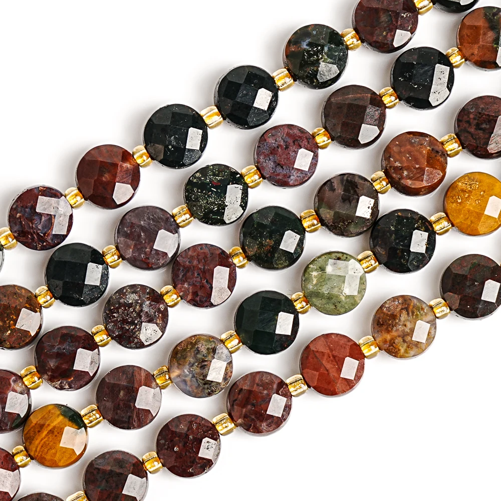 OLD OCEAN AGATE GEMSTONE BEADS NATURAL STONE 6MM FACETED ROUND COIN LOOSE BEADS FOR JEWELRY MAKING DIY BRACELET NECKLACE MULTICO 2
