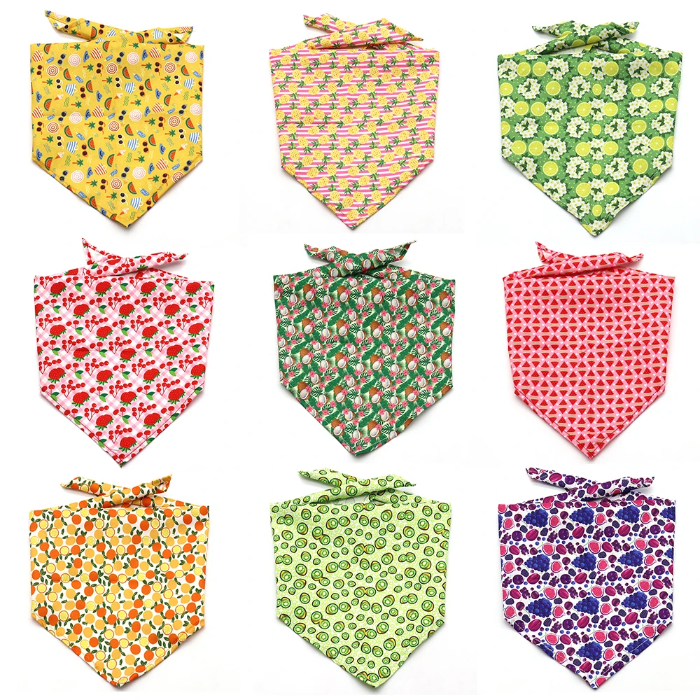 50 Pcs Dog Bandana Lot Bulk Personalized Pet Dog Scarf Towel Summer Fruit Style Dogs Bibs Washable Dog Bandanas Accessories