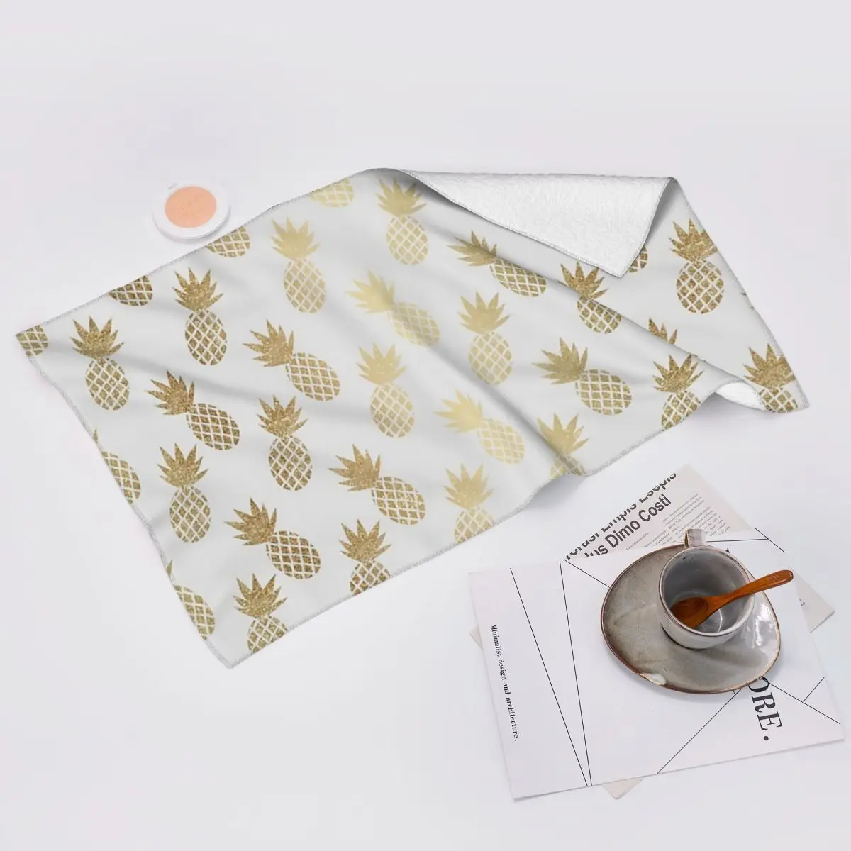 Custom Gold Pineapple Pattern Soft Face Towel Quick Dry Pool Bath Cotton Towels Breathable