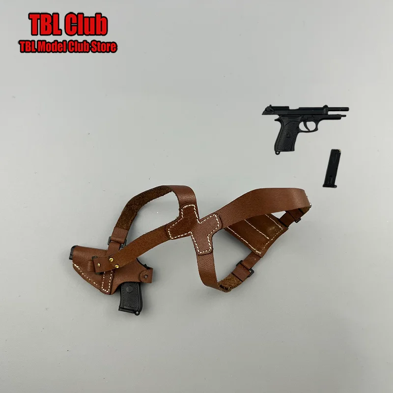 

1/6 Scale Mini Model Gun Toys Black Pistol Brown Holster Male Accessory Do Not Launch For 12-inch Action Figure Soldier