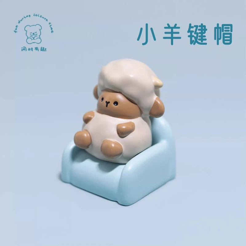 مجموعة أغطية مفاتيح على شكل أريكة الخنزير الصغير ثلاثية الأبعاد من الراتنج الحرفي على شكل حيوانات أغطية مفاتيح أصلية مخصصة لملحقات لوحة المفاتيح الميكانيكية #6