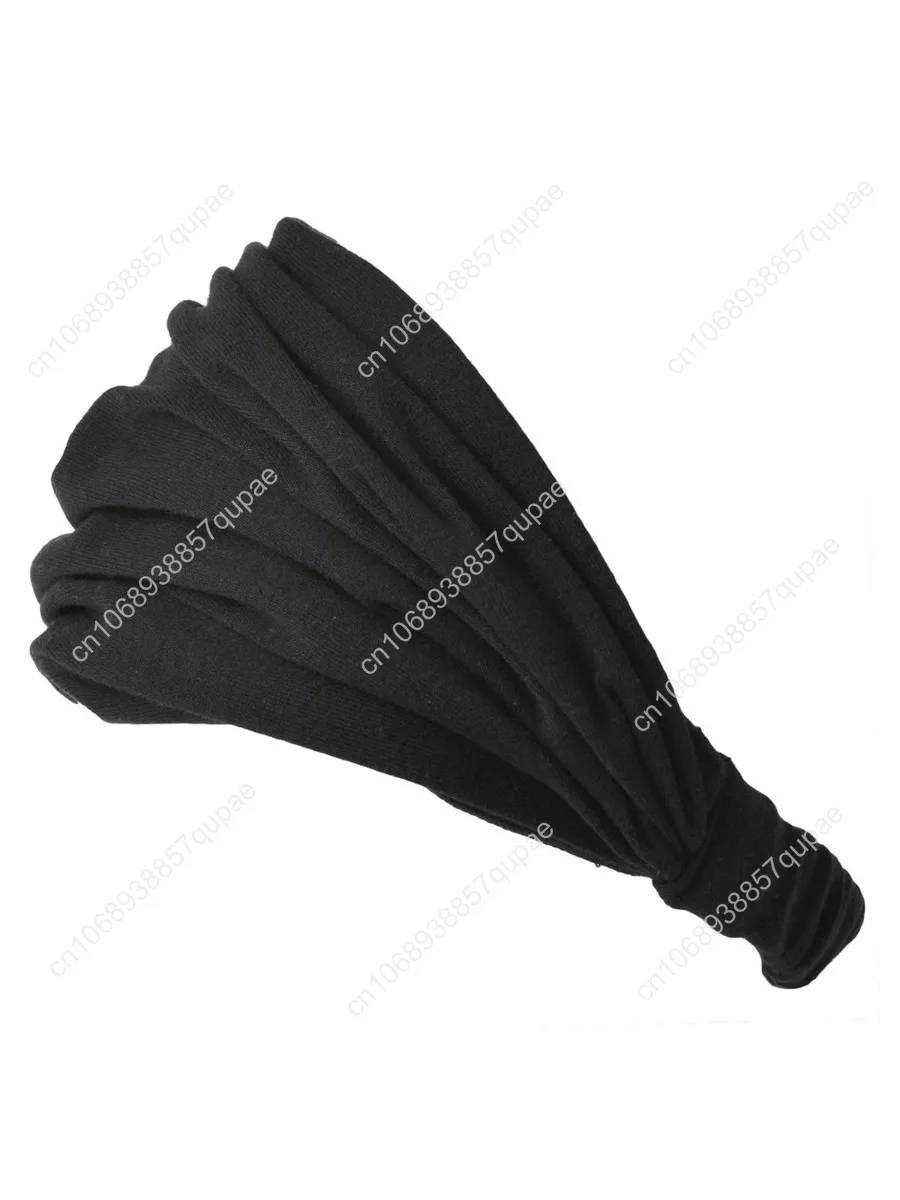 

CHARM Organic Cotton Headband Pre-tied Bandana - Mens Womens Hairband Chemo Head Bands Black L