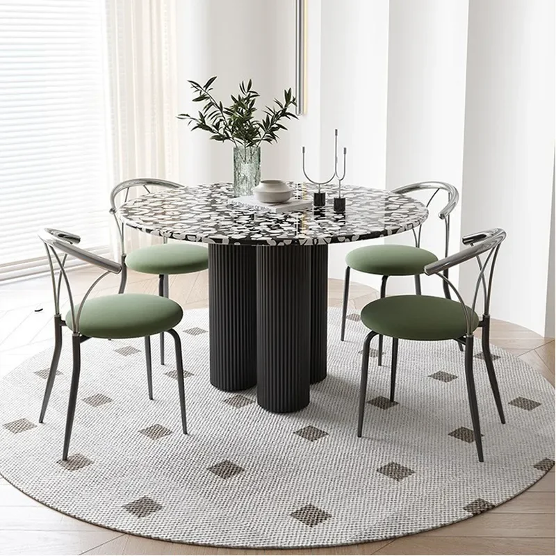 Nordic Modern Simple Stone Slab Dining Table Set for Small Apartment Household Restaurant Minimalist Eating Table and Chairs