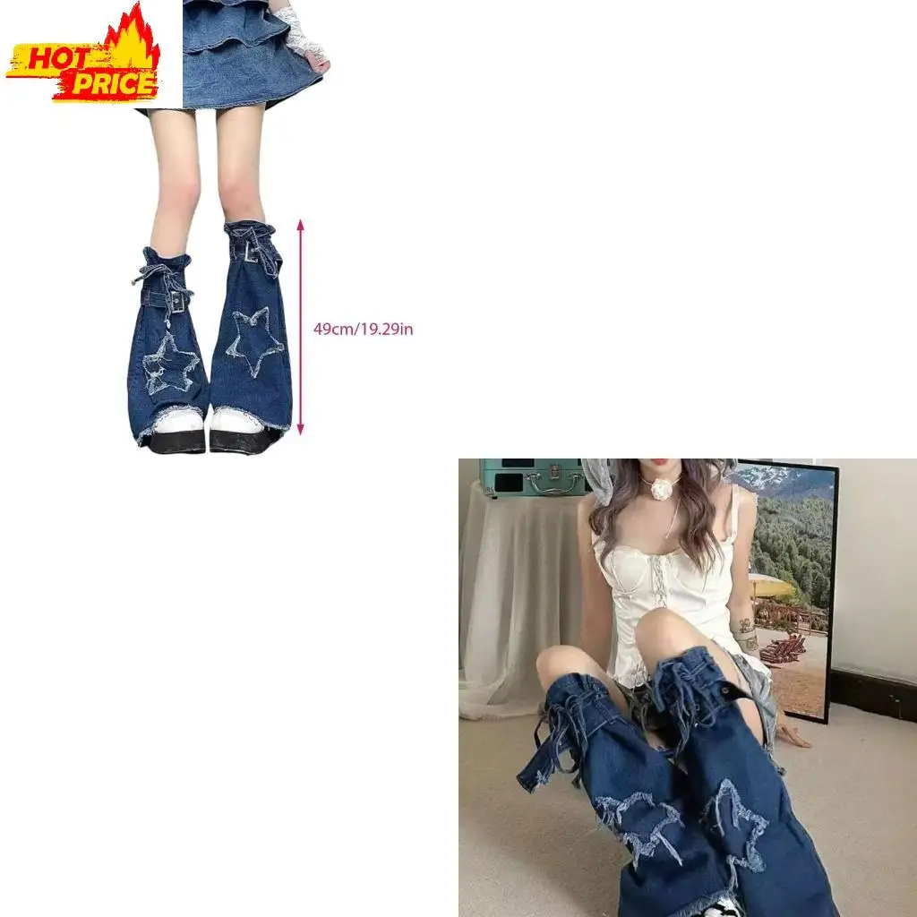 

Leg Warmer Denims Flared Leg Sleeve Students Girls Middle Tube Socks Leg Covers