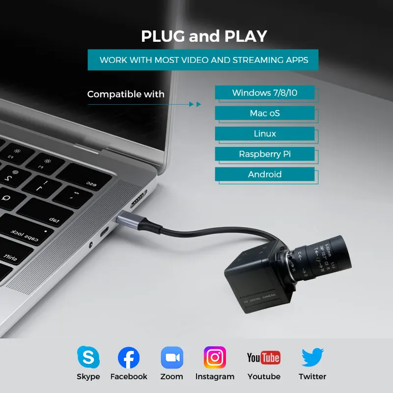 

2MP USB Camera Webcam 1080P Ultra HD 5-50mm 10x Zoom Usb Camera Free Driver Computer Camera Coms