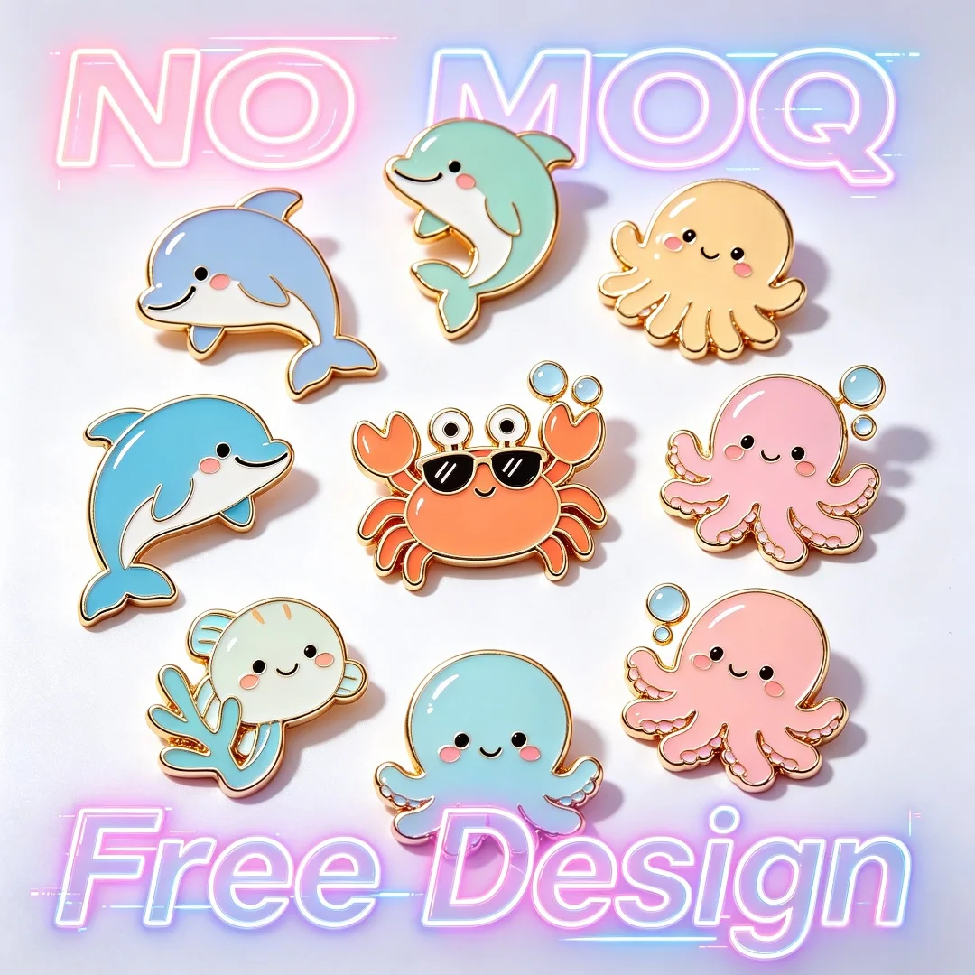 

Custom Ocean Animal Enamel Pins, Cute Sea Creature Lapel Badge Seal Penguin Dolphin Shark Brooch for Backpacks