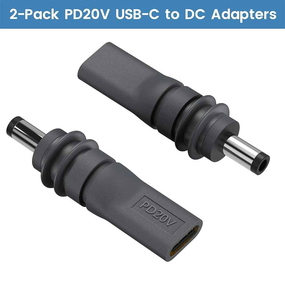 2-Pack USB C Female to DC Power Adapter for Starlink Mini PD 100W Type-C to DC5.5x2.1mm Connector with Outdoor Waterproof Barrel