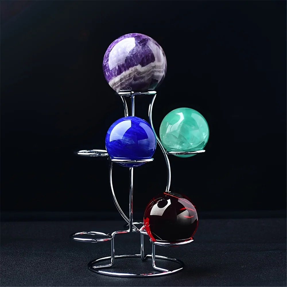 Sturdy Elegant Metal Sphere Display Stand, Marble Crystal Ball Holder, Globe Egg Celestial Display Stand, Can Hold 7 Balls