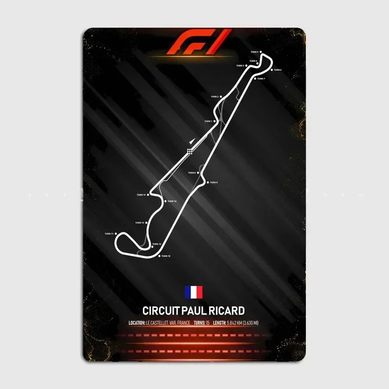 Circuit Paul Ricard Franc Richard Theme Metal Tin Plaque Sign for Wall Decor Anywhere Vintage Style High Quality