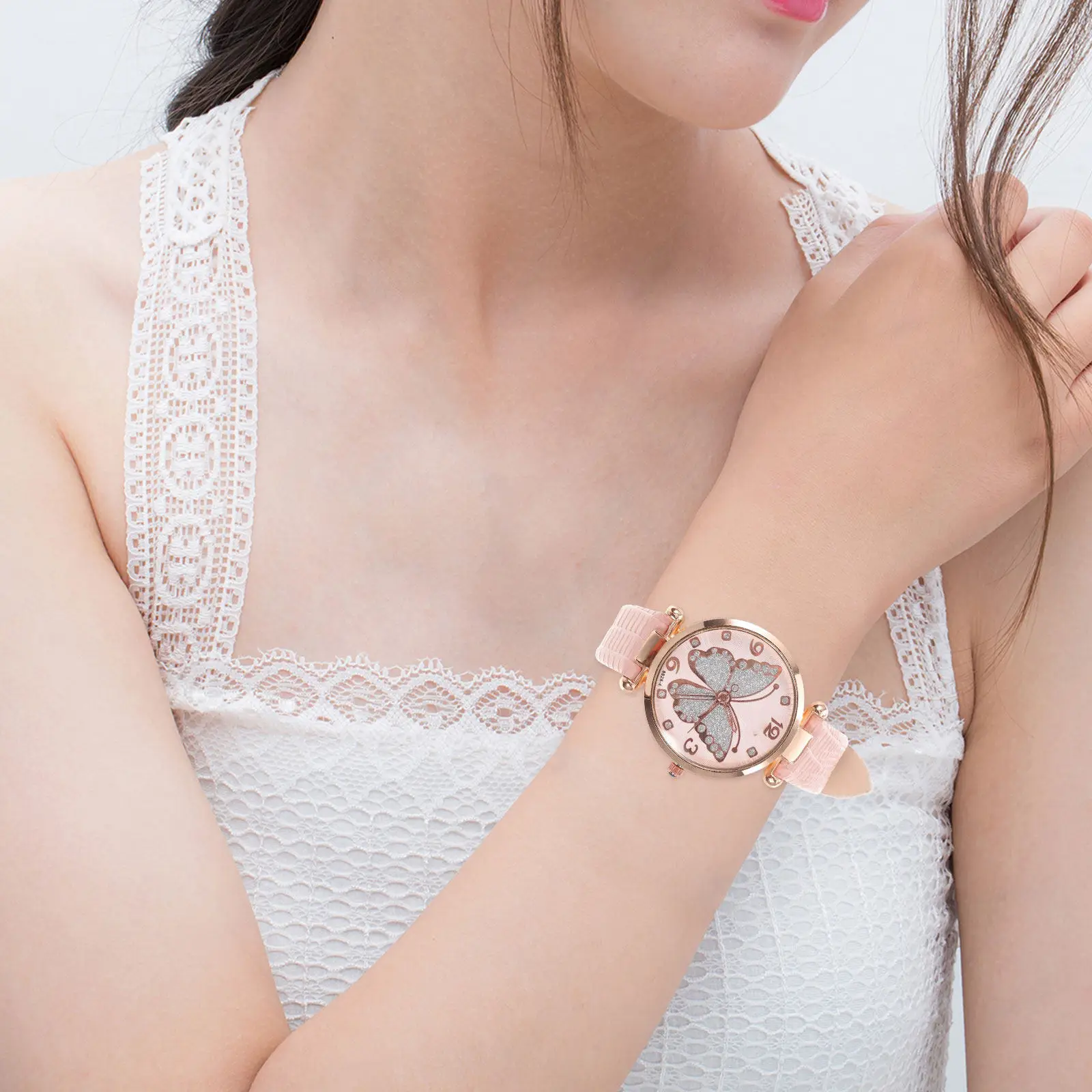 Women Watch Elegant Butterflies Dial Design Casual Lightweight Wrist Watch Fashionable Decorative Timepiece for Daily Wear