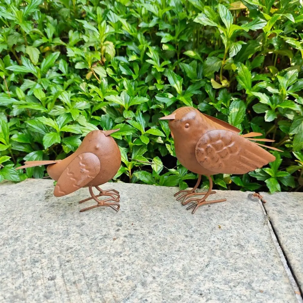New Rustic Style Metal Birds Statue Ornament Metal Iron Art Birds Sculpture Metal Bird Ornament Courtyard