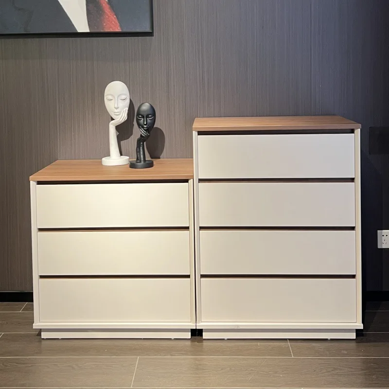 Concealed lockers, three or four chest cabinets, combination bedroom, light luxury drawer cabinet, solid wood storage, bedside s