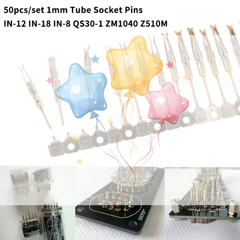 50Pcs Nixie/VFD Tube Socket Pins 1mm Gold Plated IN-12 IN-18 For QS30-1 QS27-1 YS27-3 ZM1040 Z510M